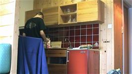 Olly kindly makes drinks for everyone in our luxurious, and expensive, room at the Haugastøl Tourist Centre, at the end of our 37.5 mile bus journey from Upper Eidfjord